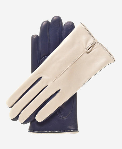 CC4313 (beige/blue) - Women’s two-tone Italian cashmere lined leather gloves — photo 1 of 10