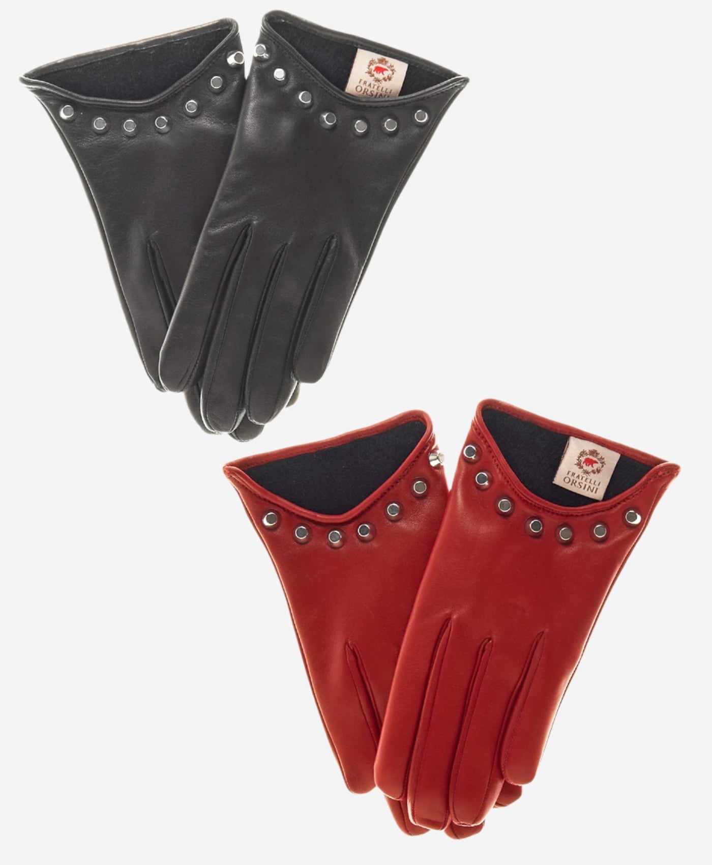 CC4391 (black) - Women’s Italian cashmere lined leather gloves with studs — photo 5 of 9