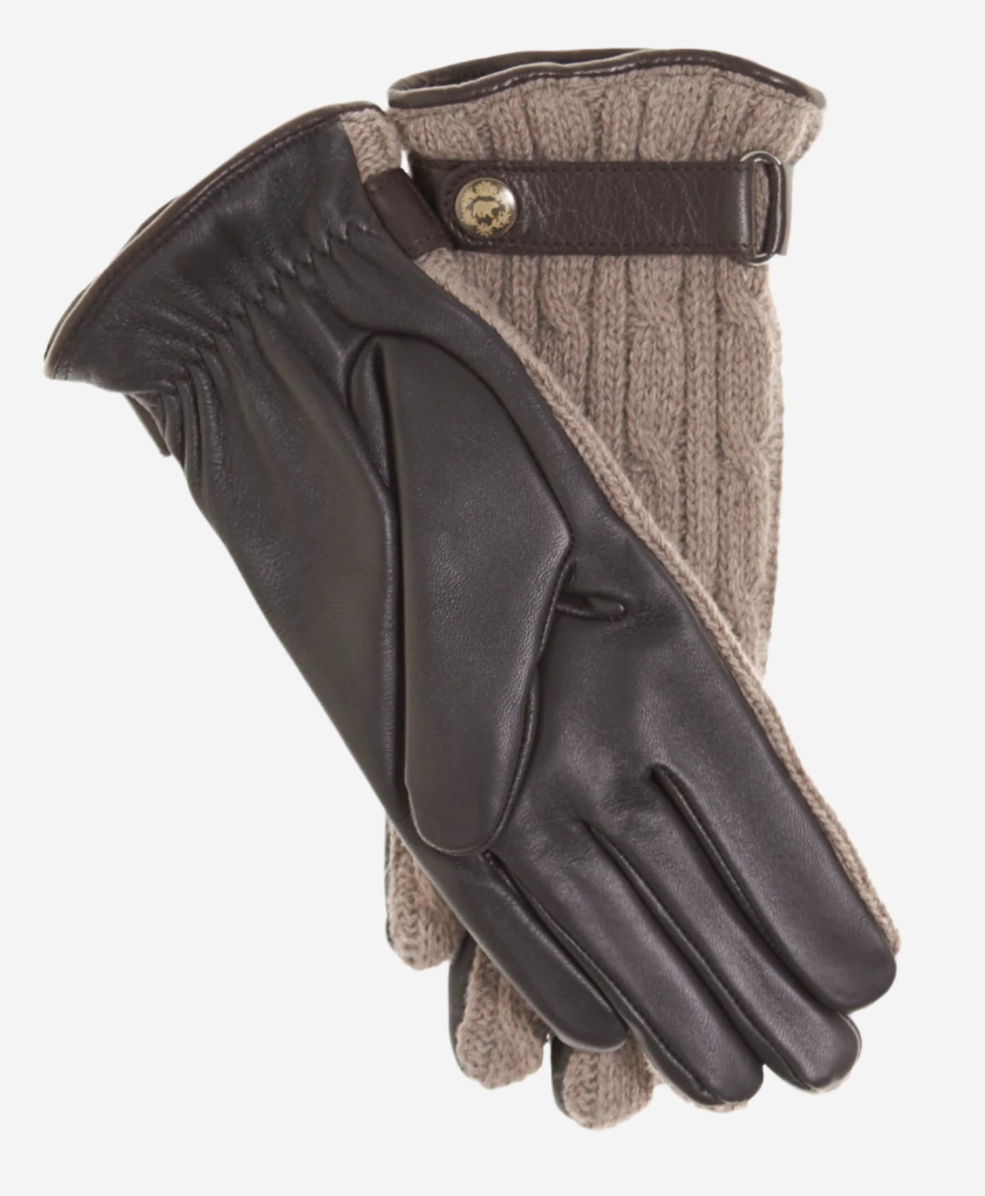 CC4510 (nat) - Women’s Italian cable knit cashmere and leather winter gloves — photo 2 of 10