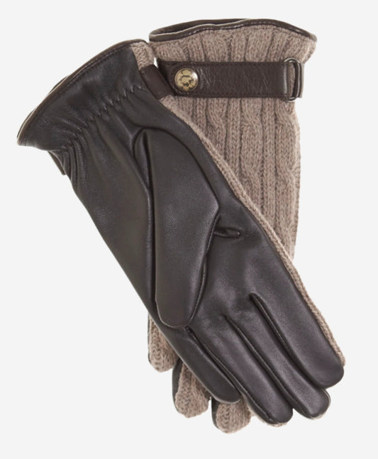 CC4510 (nat) - Women’s Italian cable knit cashmere and leather winter gloves — photo 2 of 10