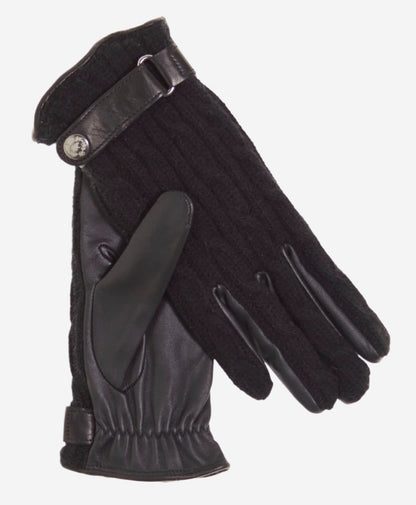 CC4510 (black) - Women’s Italian cable knit cashmere and leather winter gloves — photo 1 of 8