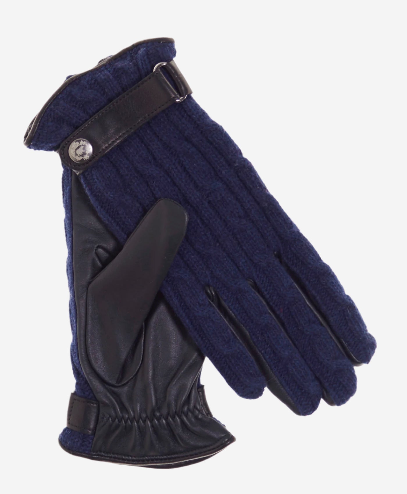 CC4510 (blue) - Women’s Italian cable knit cashmere and leather winter gloves — photo 1 of 8