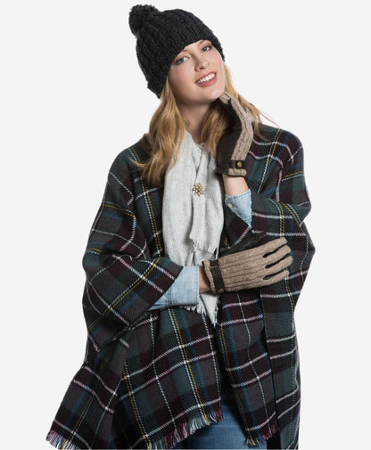 CC4510 (nat) - Women’s Italian cable knit cashmere and leather winter gloves — photo 5 of 10
