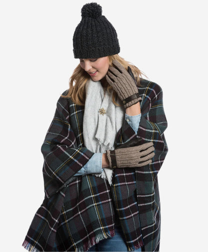 CC4510 (nat) - Women’s Italian cable knit cashmere and leather winter gloves — photo 6 of 10