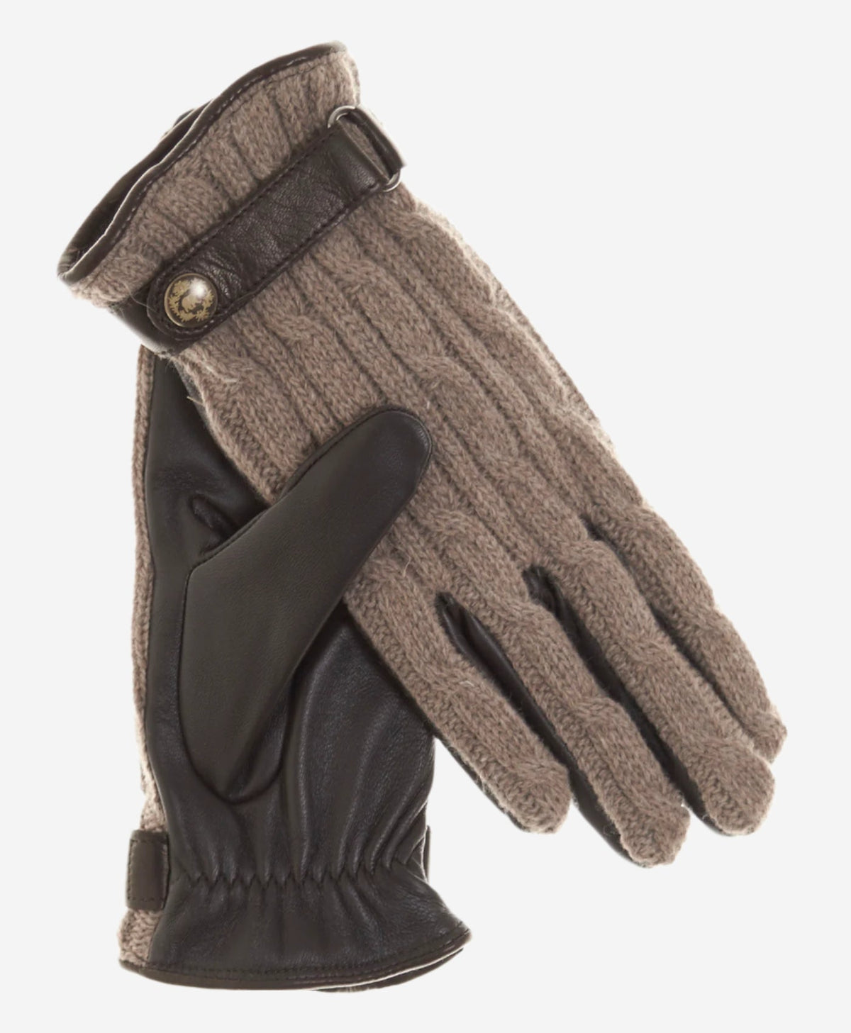 CC4510 (nat) - Women’s Italian cable knit cashmere and leather winter gloves — photo 1 of 10