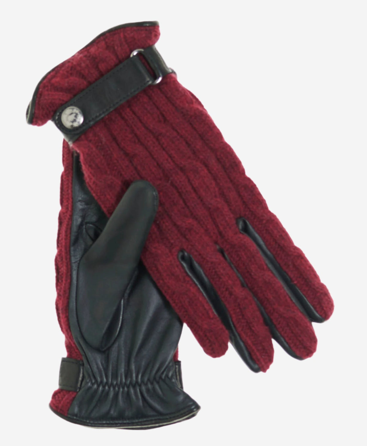 CC4510 (red) - Women’s Italian cable knit cashmere and leather winter gloves — photo 1 of 9