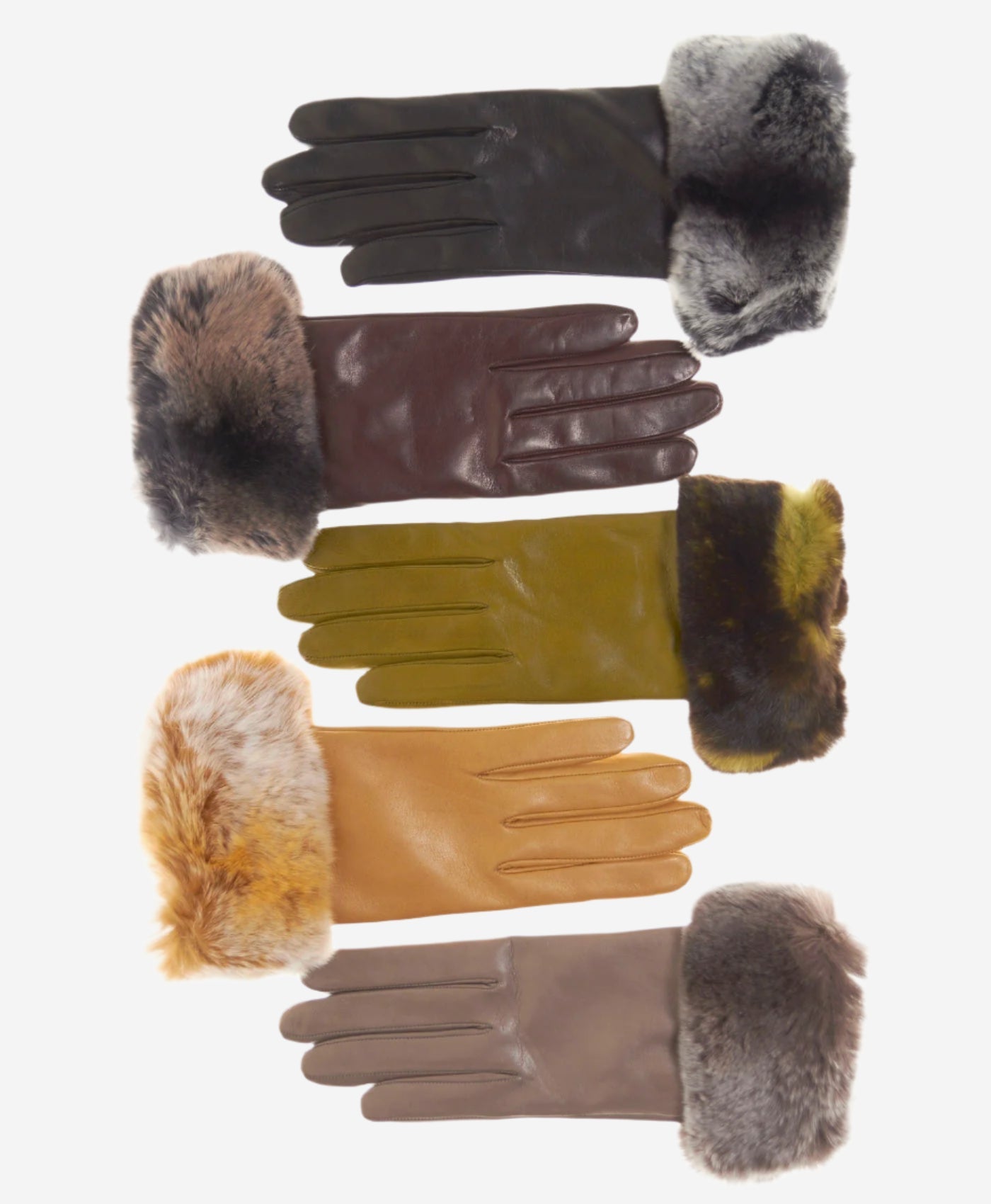 CC4514 (vac) - Women’s Italian rex rabbit fur cuff lambskin gloves — photo 3 of 10