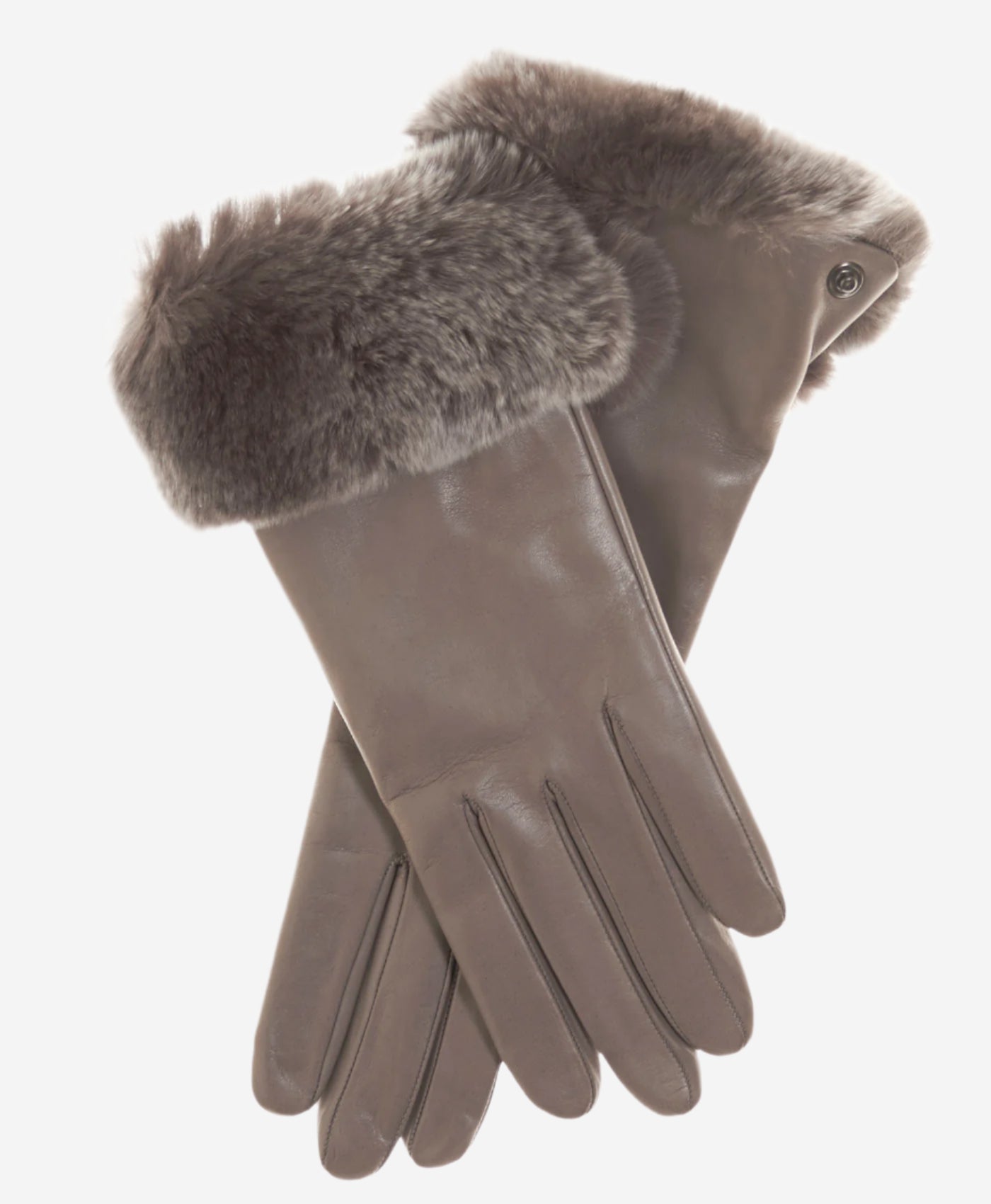 CC4514 (taupe) - Women’s Italian rex rabbit fur cuff lambskin gloves — photo 1 of 8