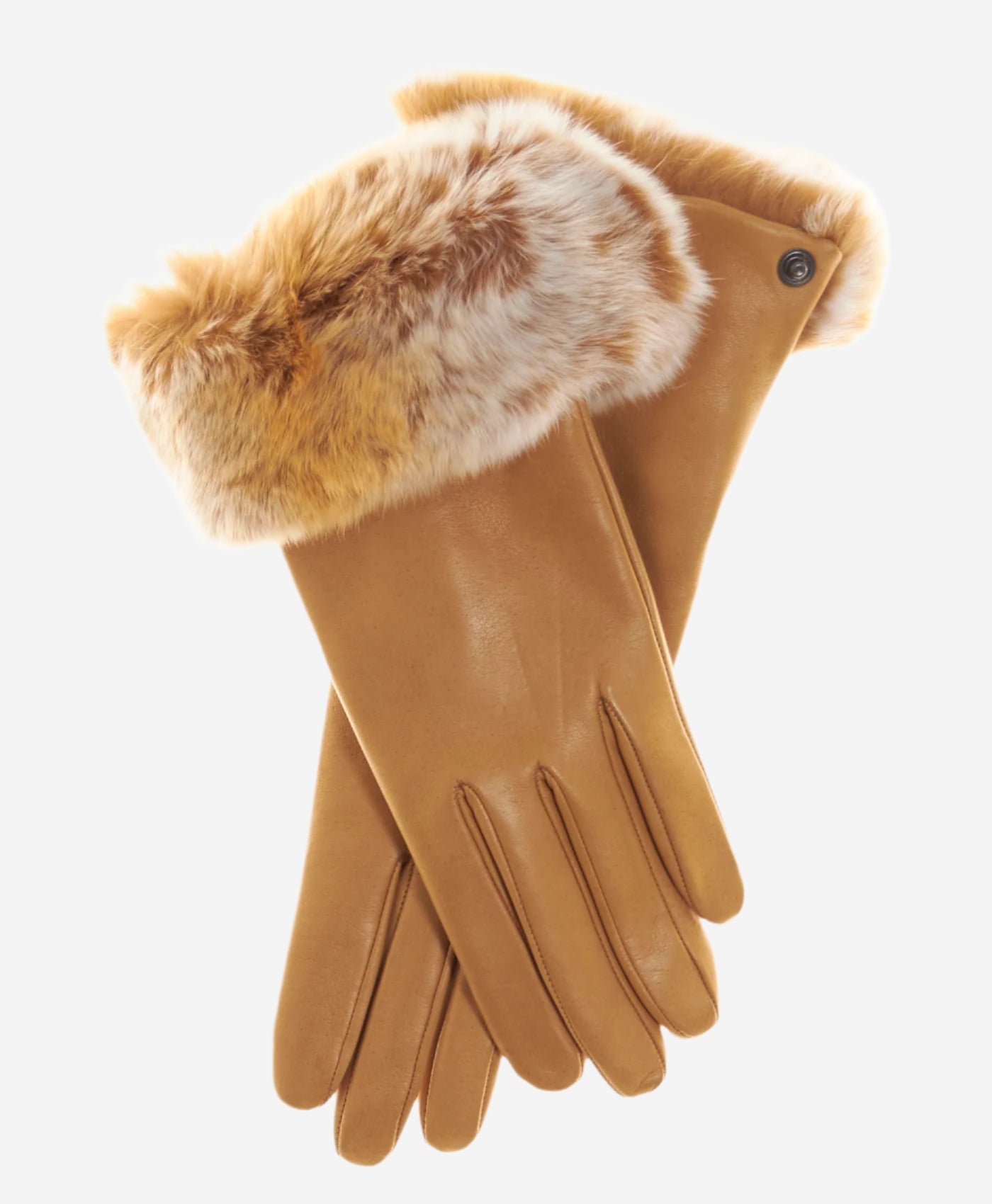 CC4514 (vac) - Women’s Italian rex rabbit fur cuff lambskin gloves — photo 1 of 10