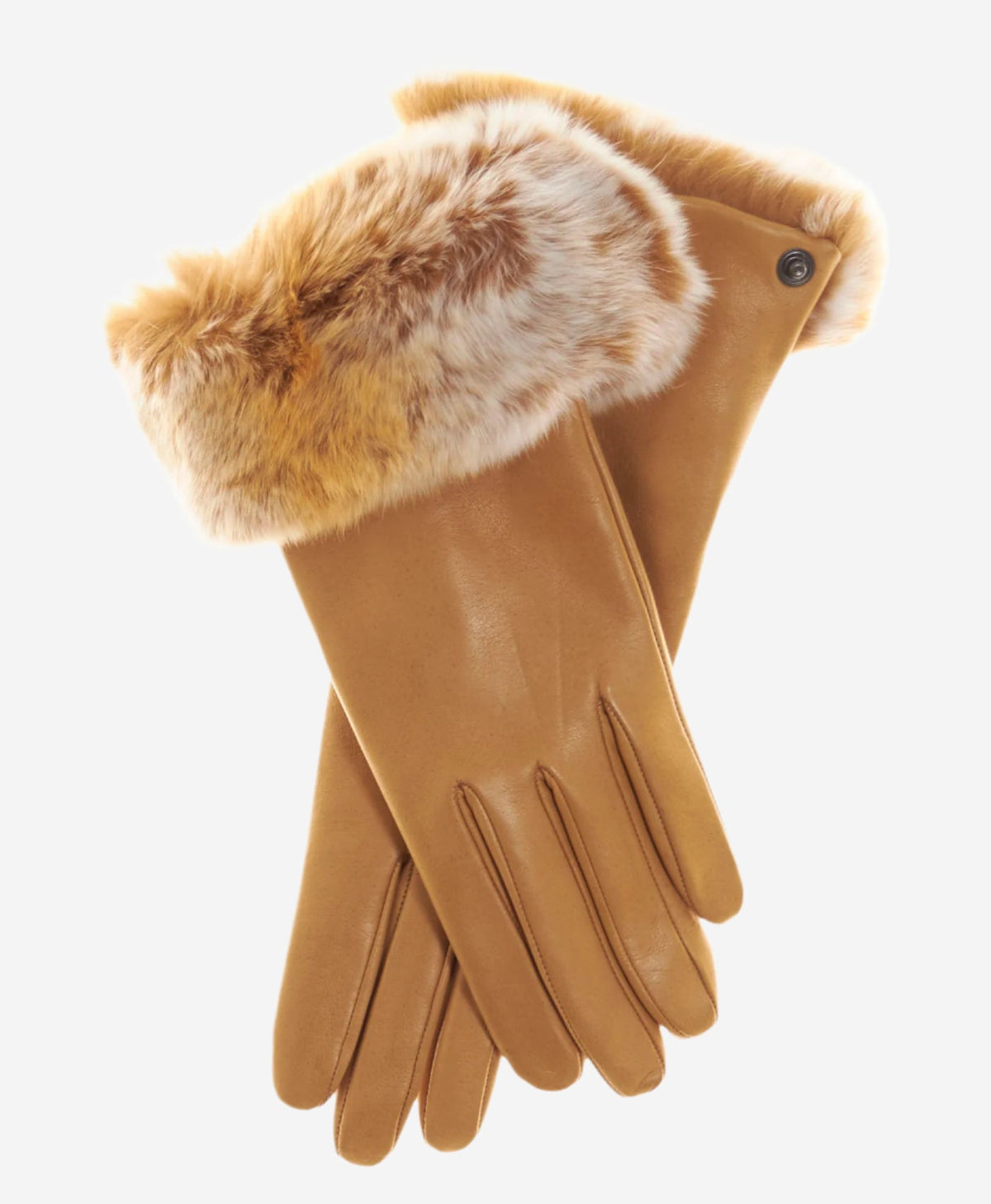 CC4514 (vac) - Women’s Italian rex rabbit fur cuff lambskin gloves — photo 1 of 10