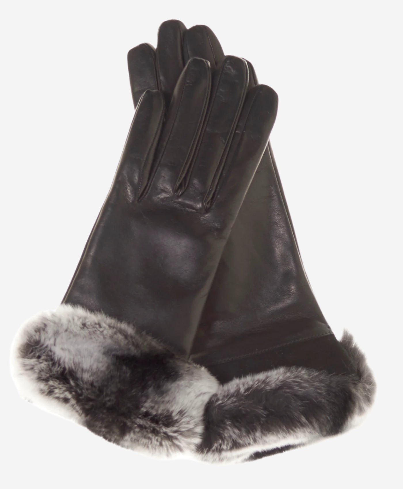 CC4516 (black) - Women’s Italian suede and Rex rabbit fur cuff lambskin gloves — photo 1 of 9