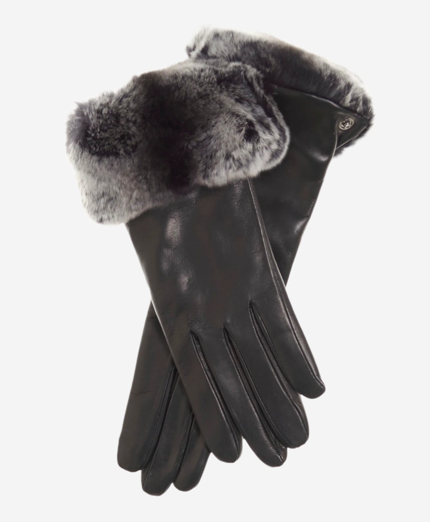 CC4516 (black) - Women’s Italian suede and Rex rabbit fur cuff lambskin gloves — photo 2 of 9