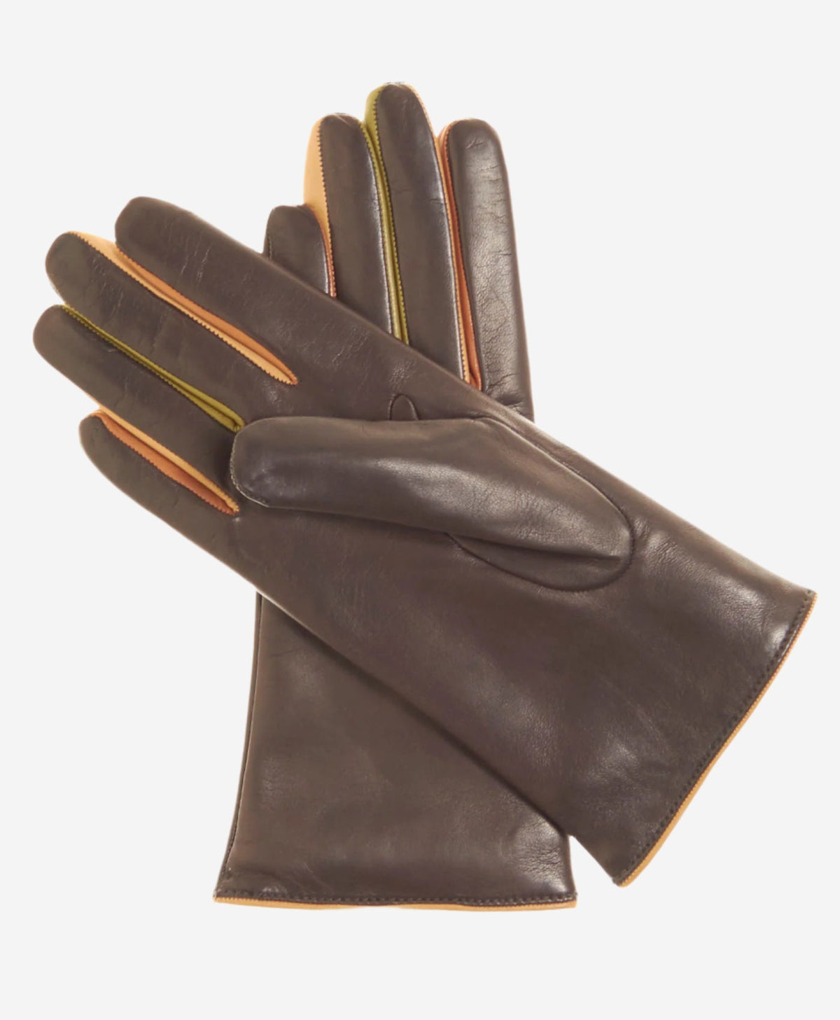 CC4585 (camel) - Women’s Italian cashmere lined lambskin gloves with colorful fourchettes — photo 2 of 9