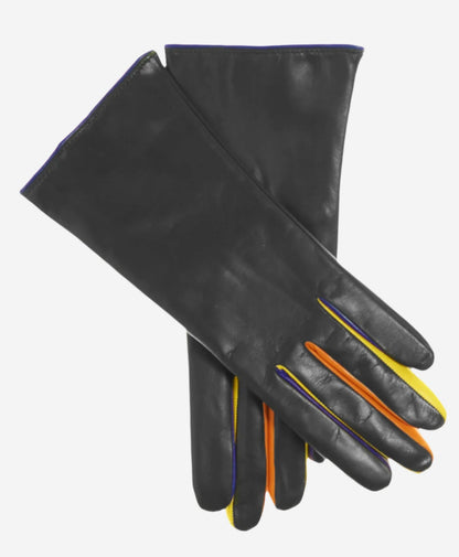 CC4585 (black) - Women’s Italian cashmere lined lambskin gloves with colorful fourchettes — photo 1 of 8