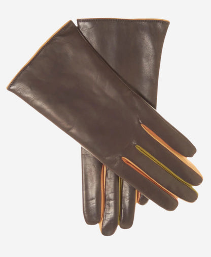 CC4585 (camel) - Women’s Italian cashmere lined lambskin gloves with colorful fourchettes — photo 1 of 9