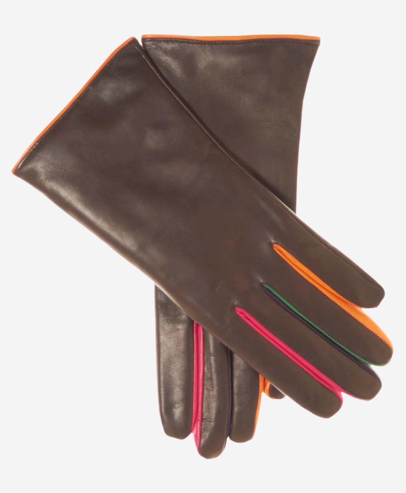 CC4585 (tangerine) - Women’s Italian cashmere lined lambskin gloves with colorful fourchettes — photo 1 of 7