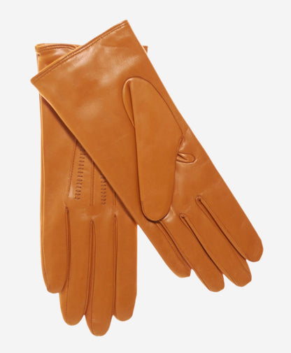 CC4668 (orange) - Women’s Italian orange suede winter gloves cashmere lined with unique hand detailing — photo 2 of 9