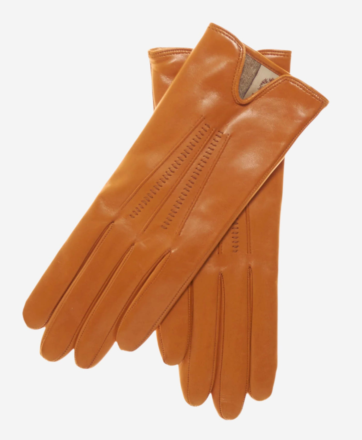 CC4668 (orange) - Women’s Italian orange suede winter gloves cashmere lined with unique hand detailing — photo 1 of 9