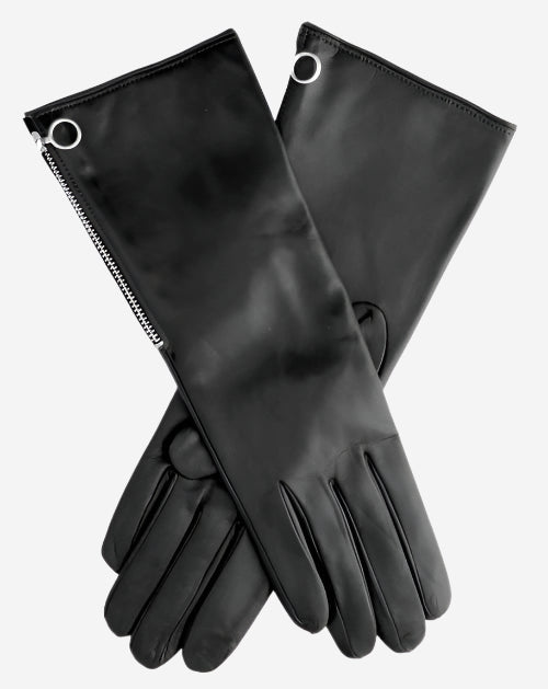 CC4879W4 (black) - “4-button length” Italian cashmere lined gloves with side zipper — photo 2 of 10