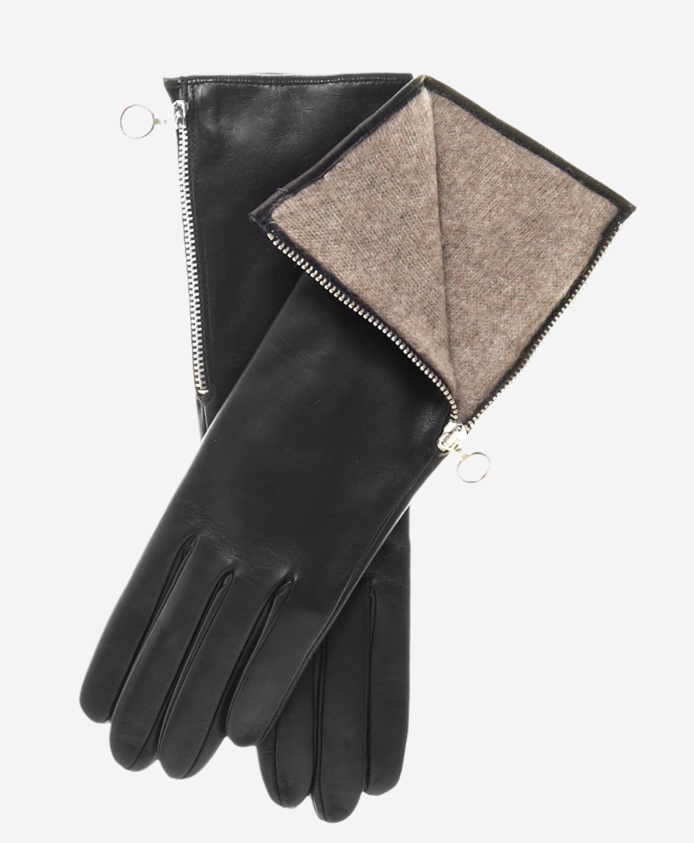 CC4879W4 (black) - “4-button length” Italian cashmere lined gloves with side zipper — photo 1 of 10