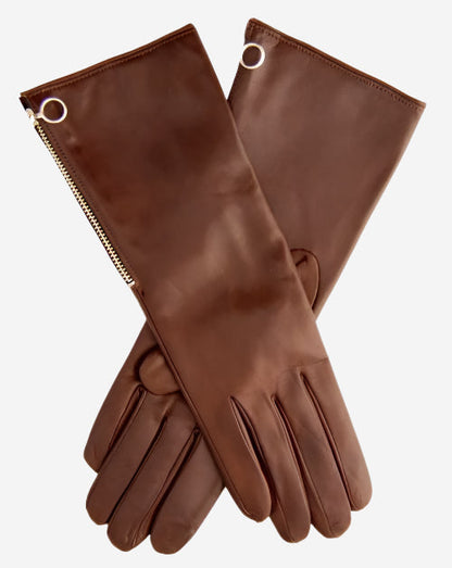 CC4879W4 (brown) - “4-button length” Italian cashmere lined gloves with side zipper — photo 2 of 10