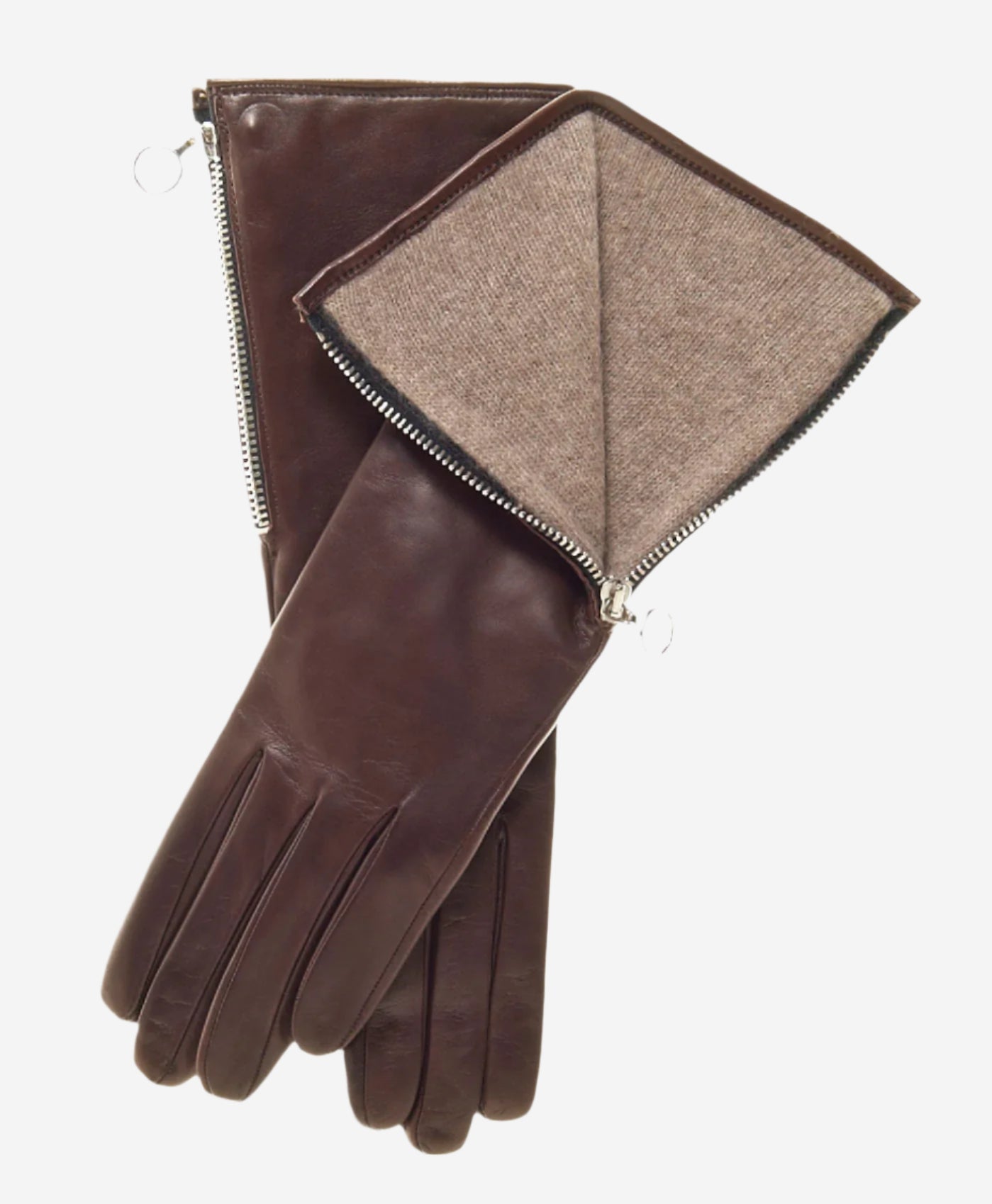 CC4879W4 (brown) - “4-button length” Italian cashmere lined gloves with side zipper — photo 1 of 10