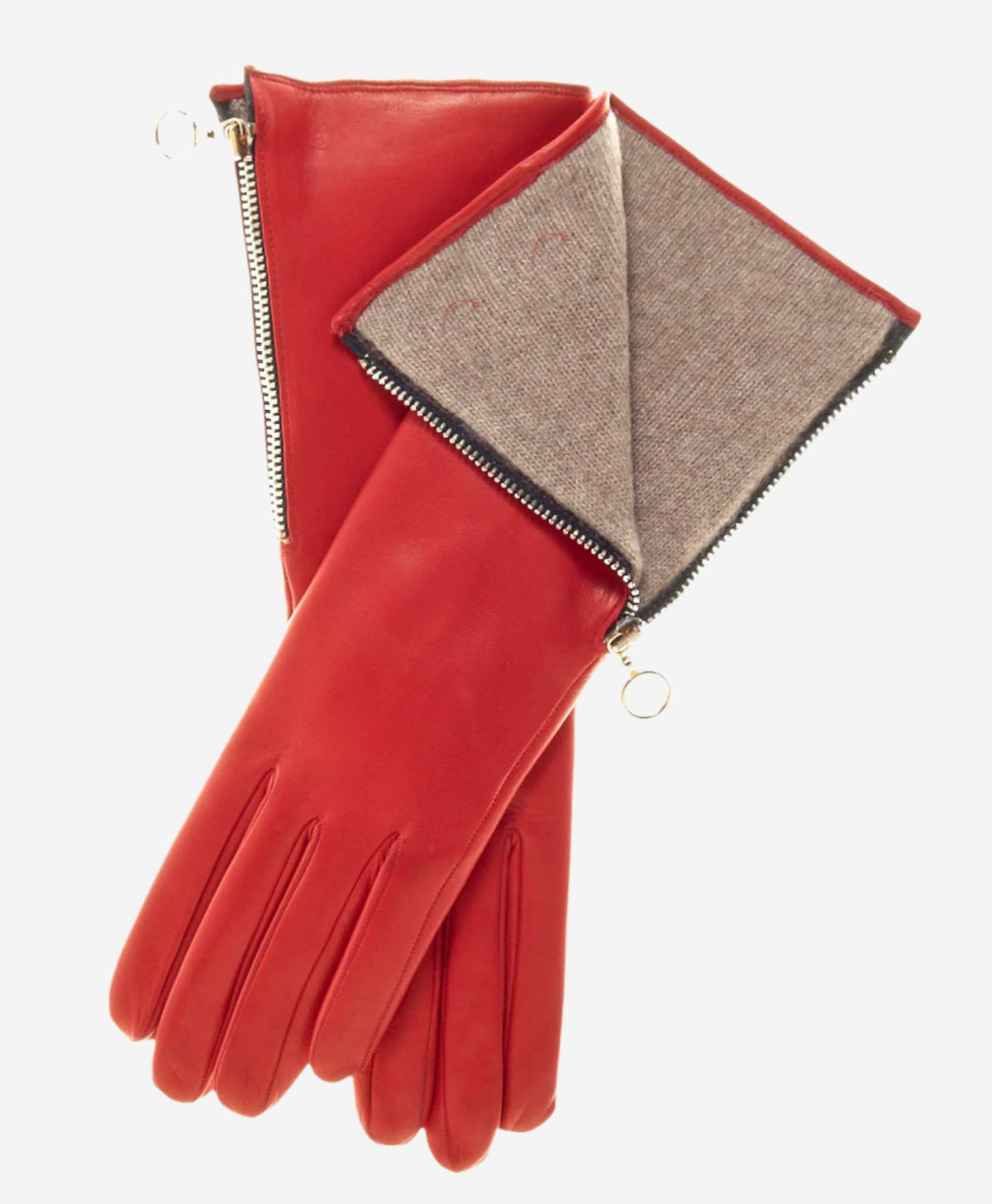 CC4879W4 (red) - “4-button length” Italian cashmere lined gloves with side zipper — photo 1 of 10