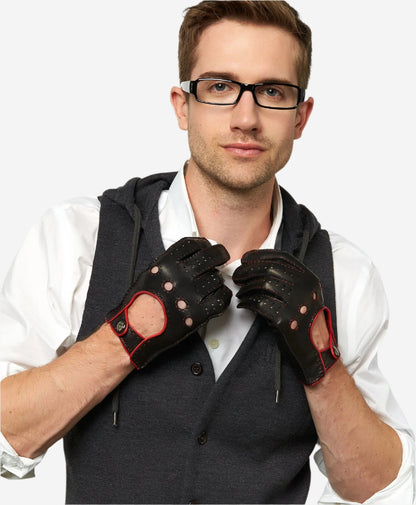 CD3288 (black) - Handsewn Italian leather driving gloves with contrast welting — photo 2 of 8