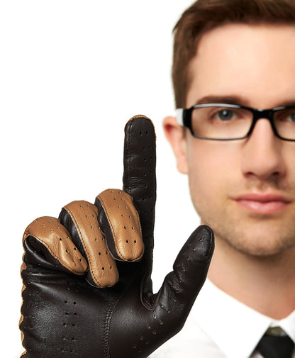 Umberto (camel brown) - Italian lambskin leather driving gloves & touchscreen feature — photo 2 of 8