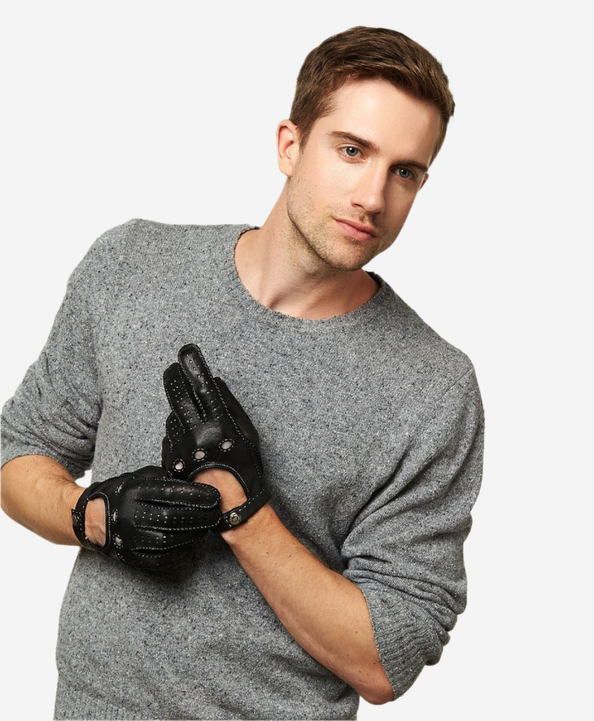 CD3501 (black) - Men’s handsewn Italian lambskin leather driving gloves — photo 2 of 9