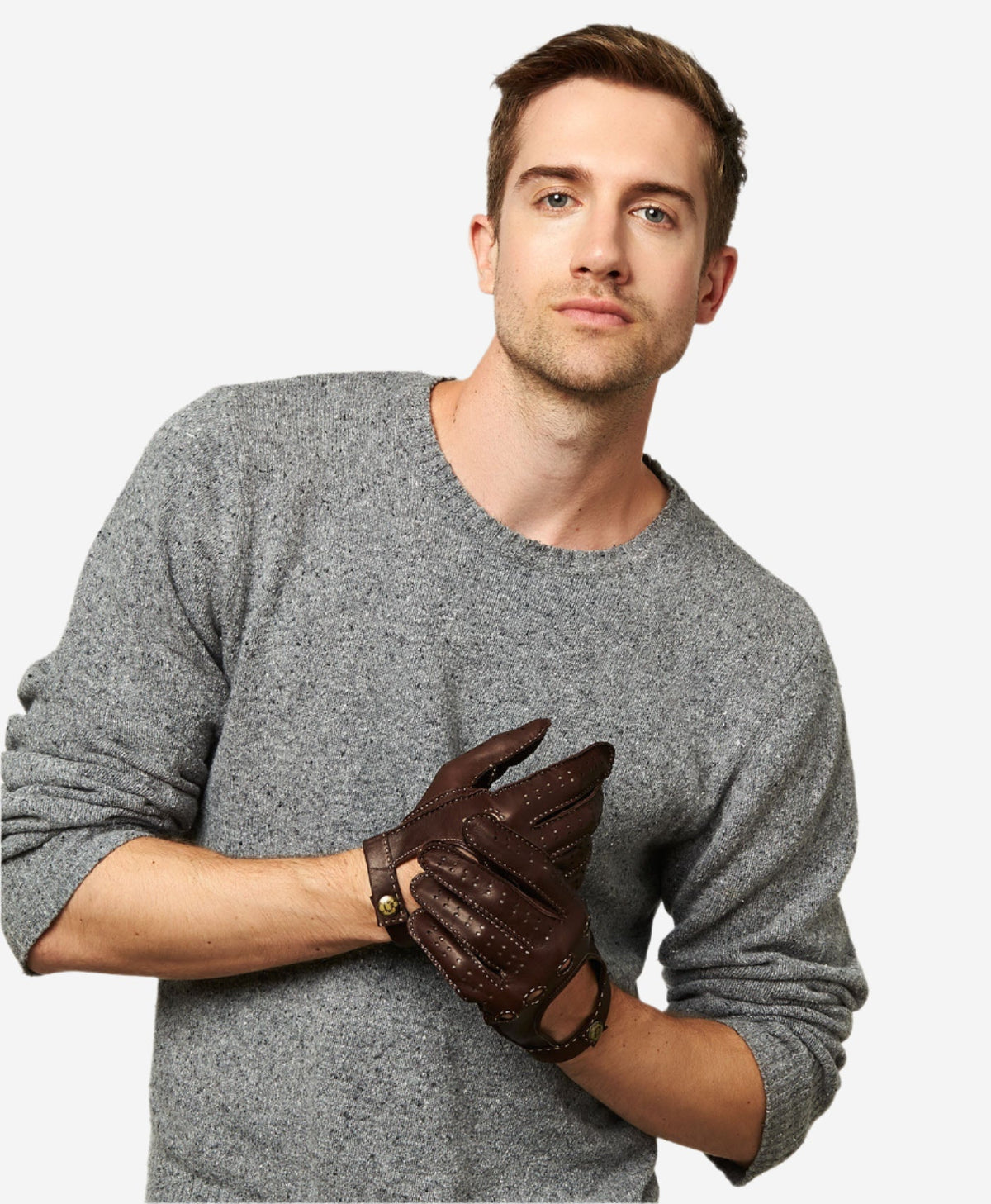 CD3501 (brown) - Men’s handsewn Italian lambskin leather driving gloves — photo 2 of 10