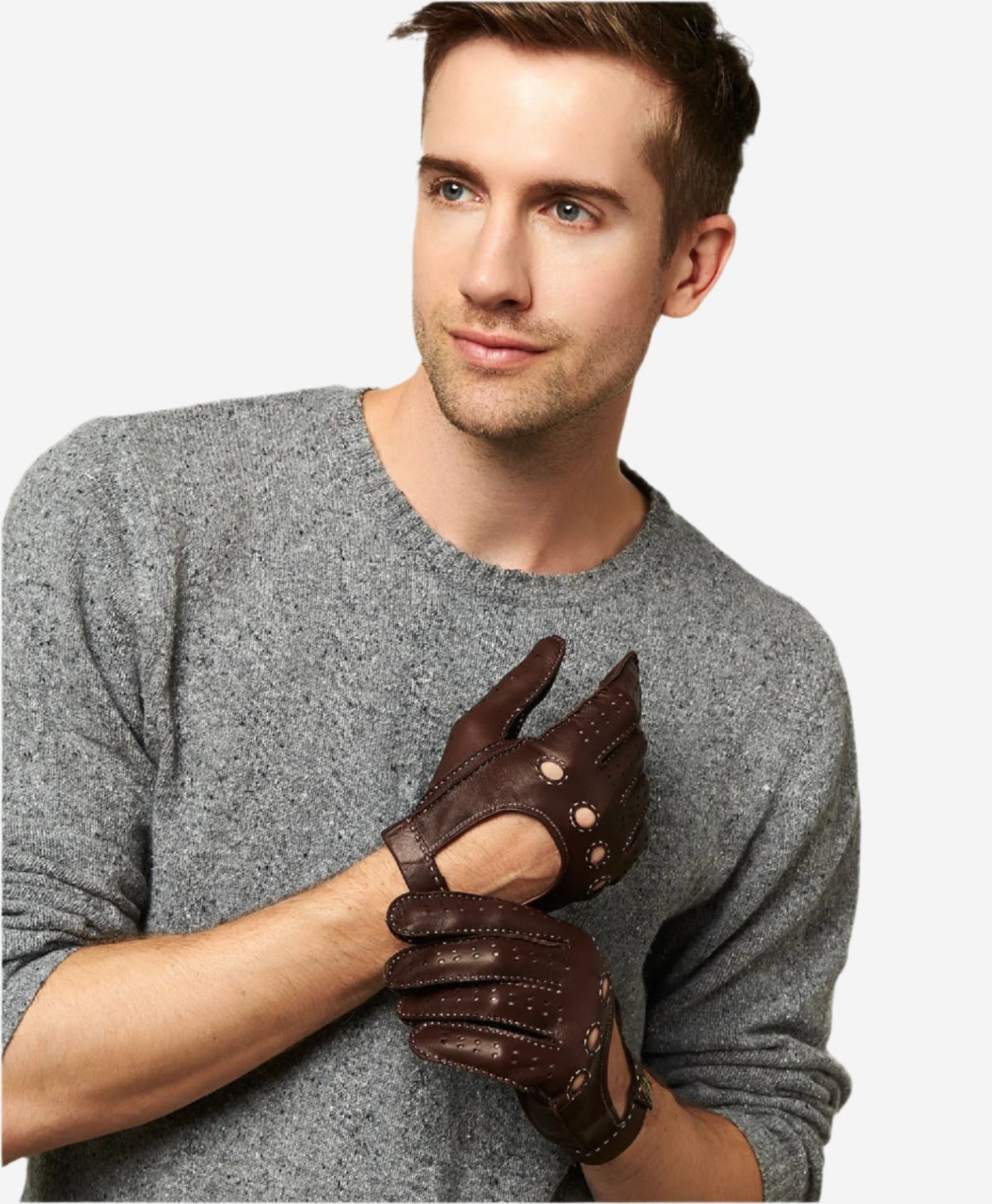 CD3501 (brown) - Men’s handsewn Italian lambskin leather driving gloves — photo 3 of 10