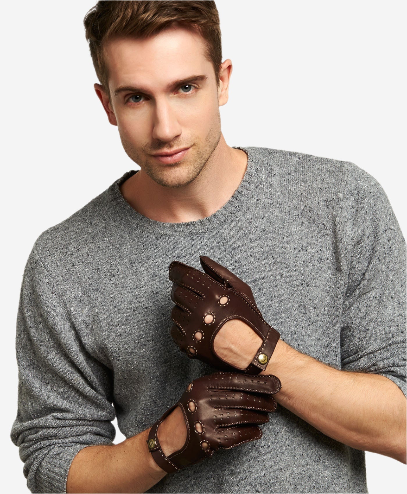 CD3501 (brown) - Men’s handsewn Italian lambskin leather driving gloves — photo 4 of 10