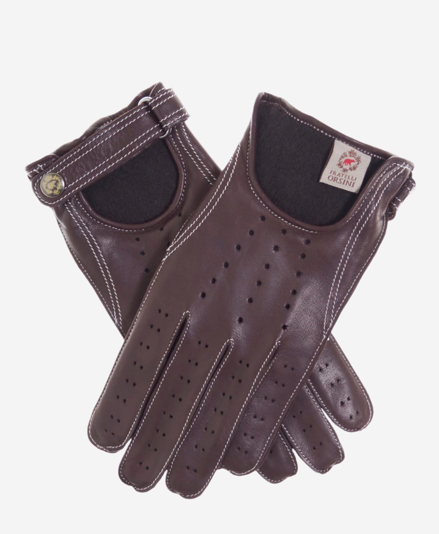 CD3528 (brown) -Men’s Italian leather driving gloves with cashmere lining — photo 1 of 10
