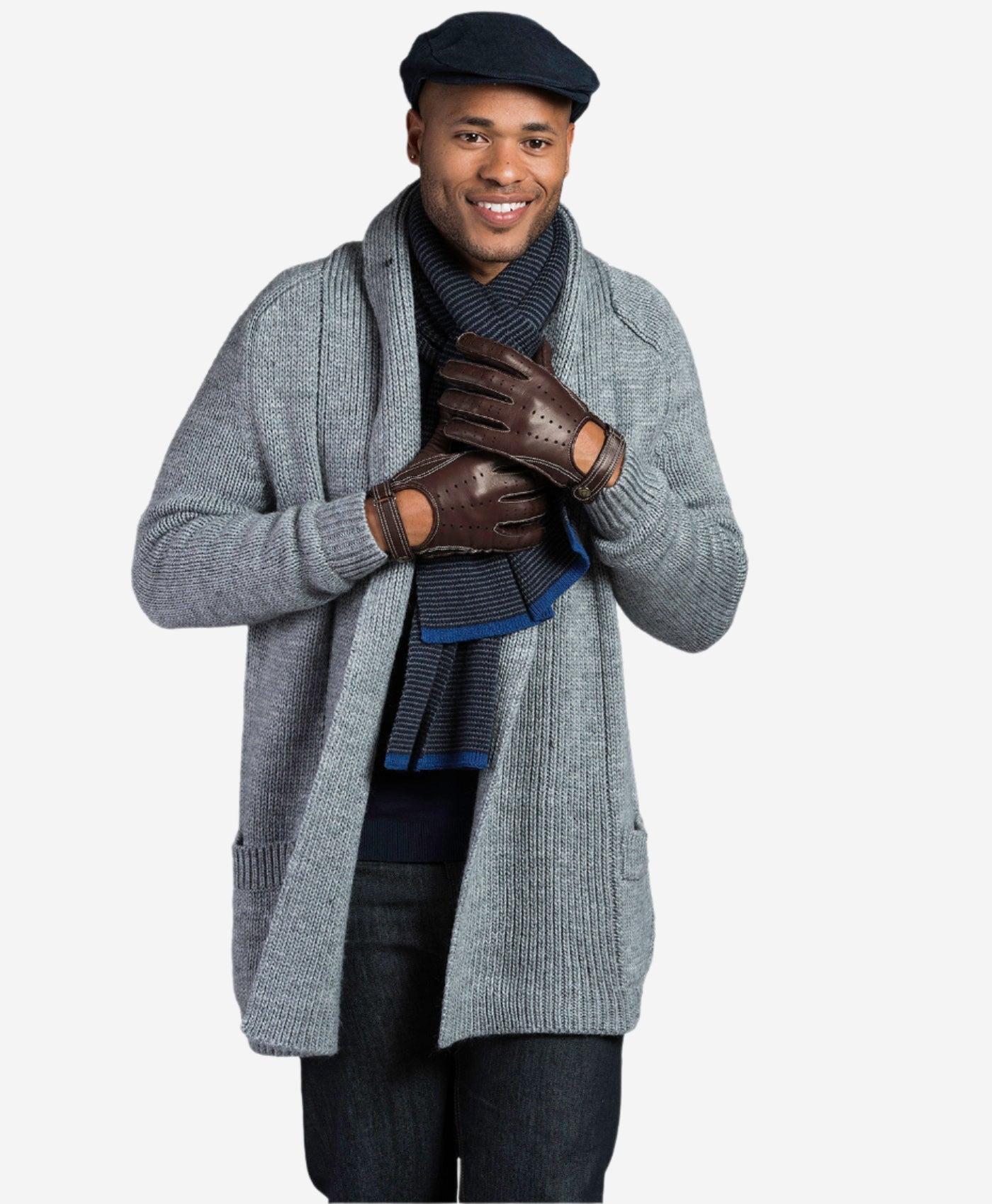 CD3528 (brown) -Men’s Italian leather driving gloves with cashmere lining — photo 6 of 10