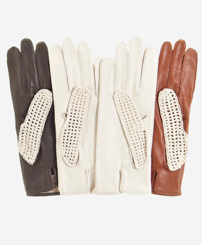 CD4020 (dark brown) - Women’s Italian crochet and leather driving gloves — photo 3 of 8