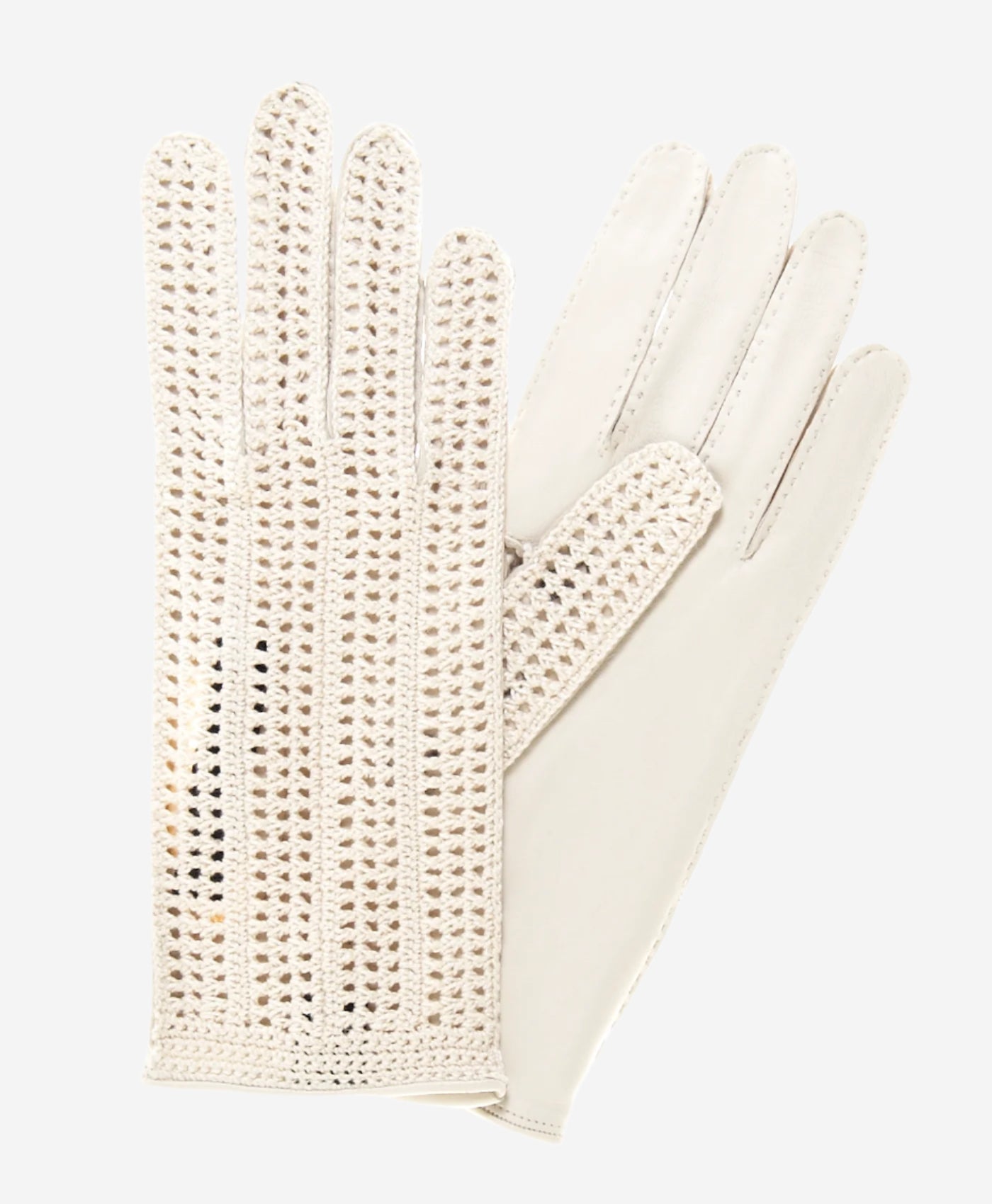 CD4020 (cream) - Women’s Italian crochet and leather driving gloves — photo 2 of 8