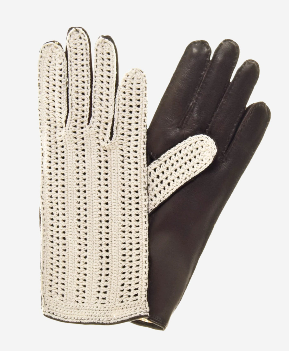 CD4020 (dark brown) - Women’s Italian crochet and leather driving gloves — photo 2 of 8