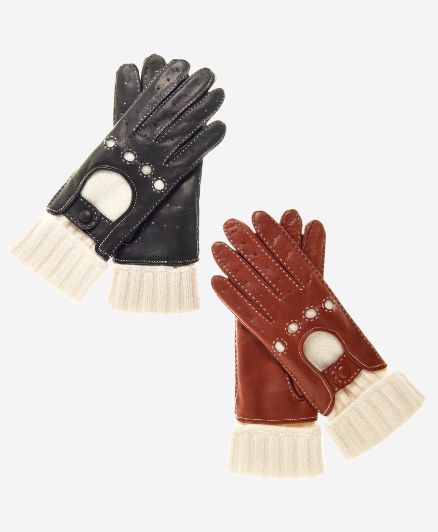 CD4141 (brown) - Women’s Italian winter leather driving gloves with cashmere lining — photo 3 of 9
