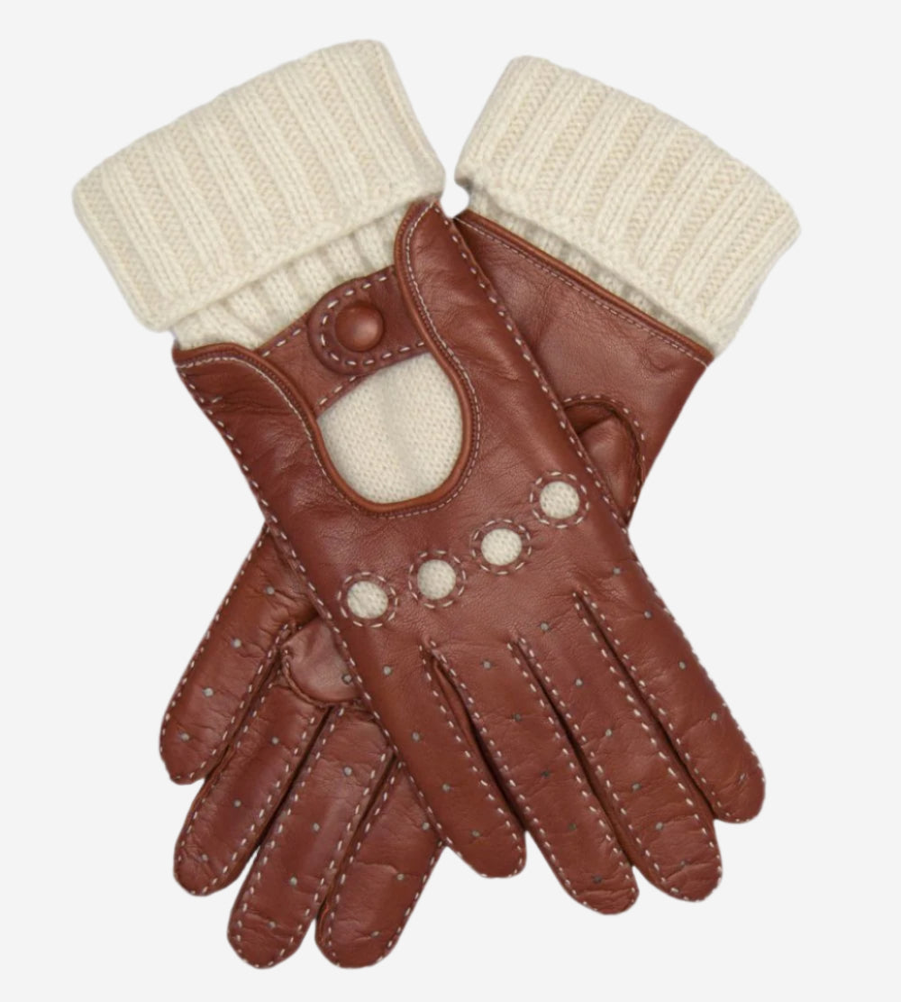 CD4141 (brown) - Women’s Italian winter leather driving gloves with cashmere lining — photo 2 of 9