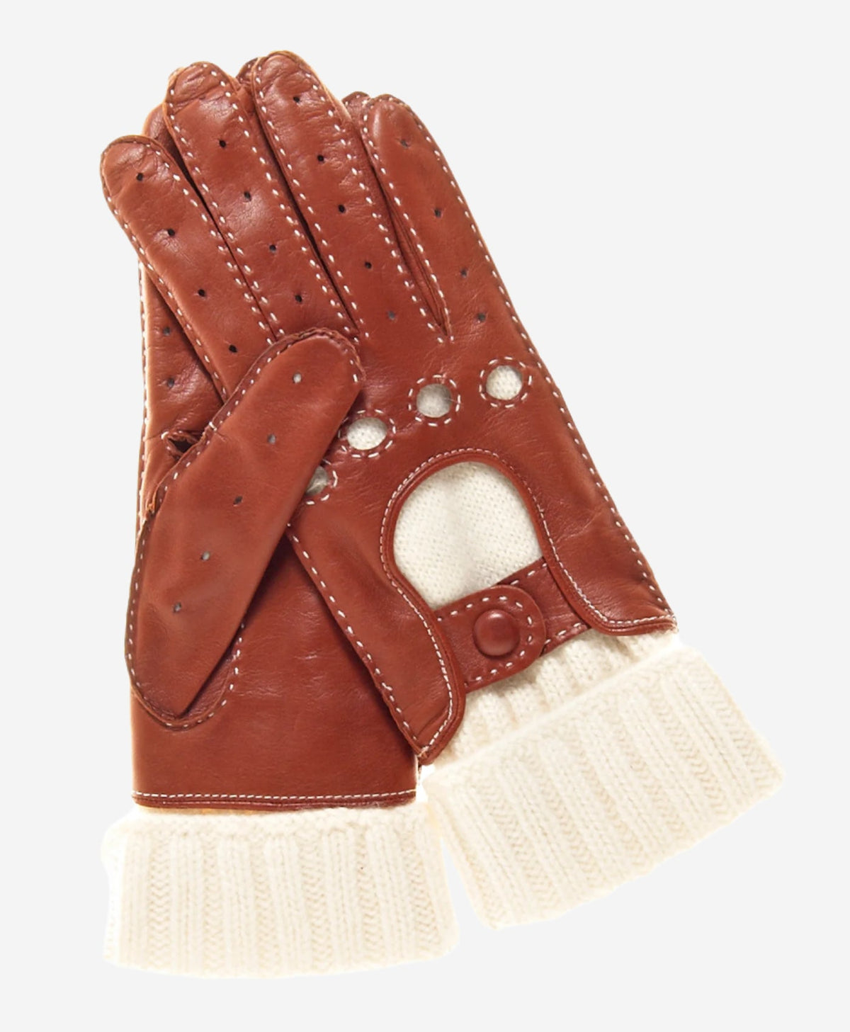 CD4141 (brown) - Women’s Italian winter leather driving gloves with cashmere lining — photo 1 of 9