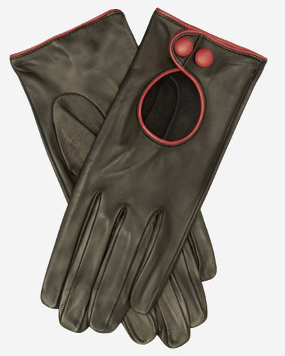 CD4255 (black) - Women’s Italian leather driving gloves with contrast welting — photo 1 of 8