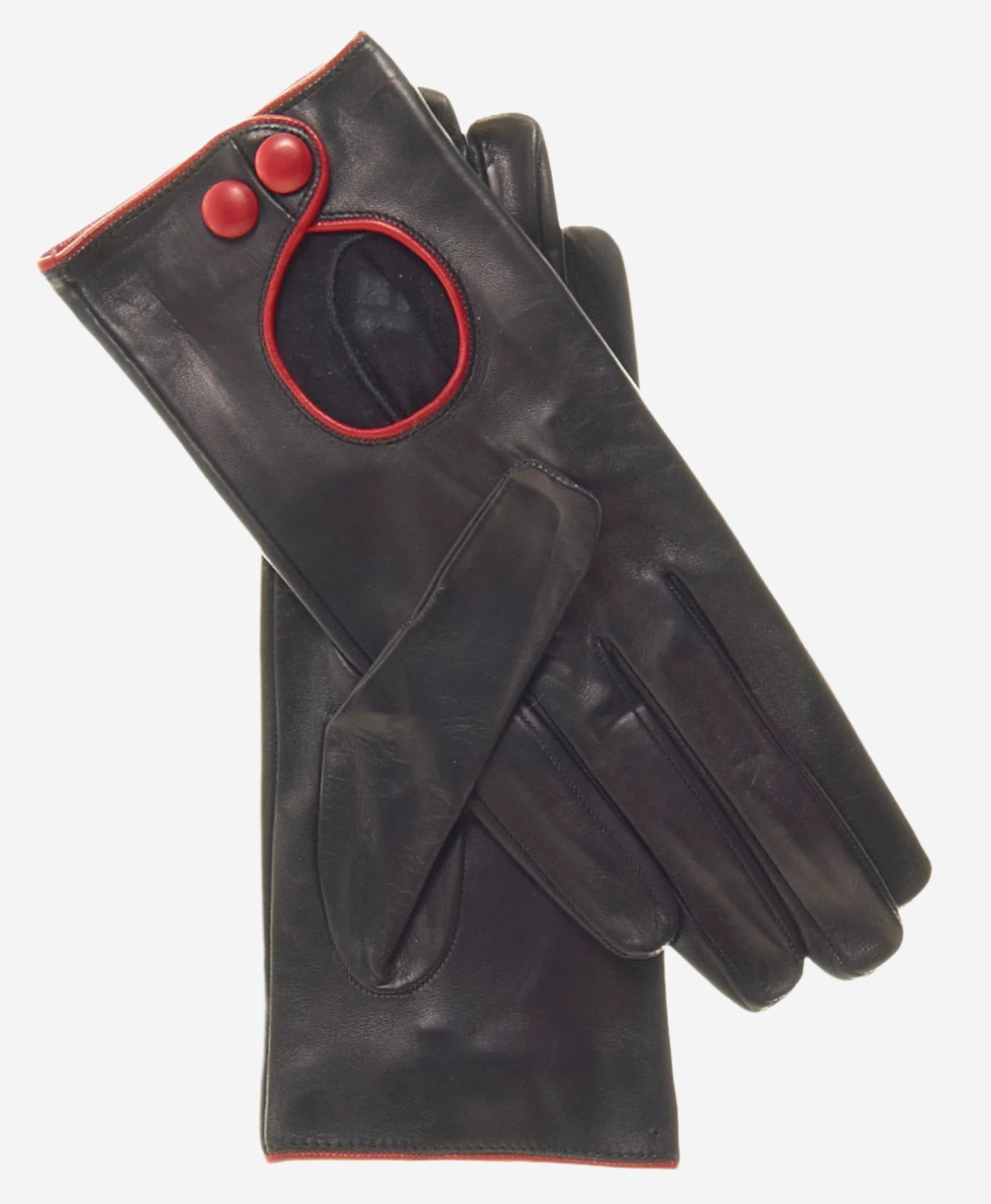 CD4255 (black) - Women’s Italian leather driving gloves with contrast welting — photo 2 of 8