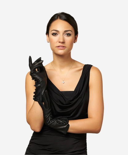 CD4255 (black) - Women’s Italian leather driving gloves with contrast welting — photo 3 of 8