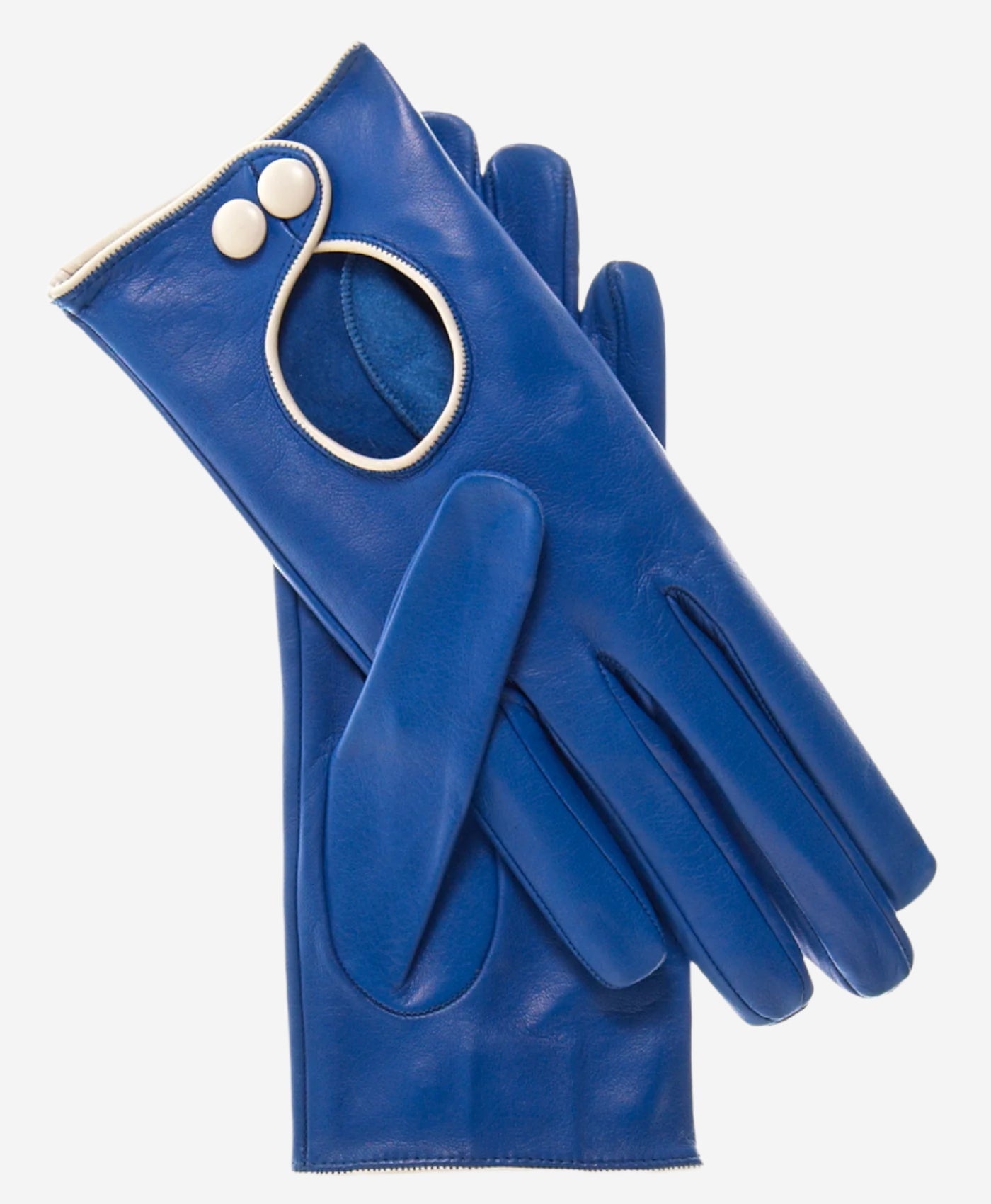 CD4255 (blue) - Women’s Italian leather driving gloves with contrast welting — photo 1 of 7