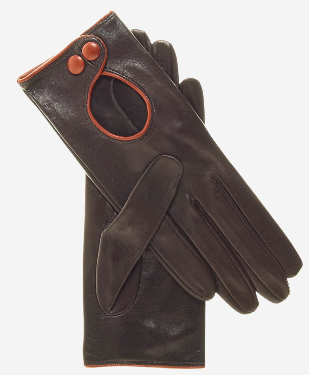 CD4255 (brown) - Women’s Italian leather driving gloves with contrast welting — photo 1 of 6