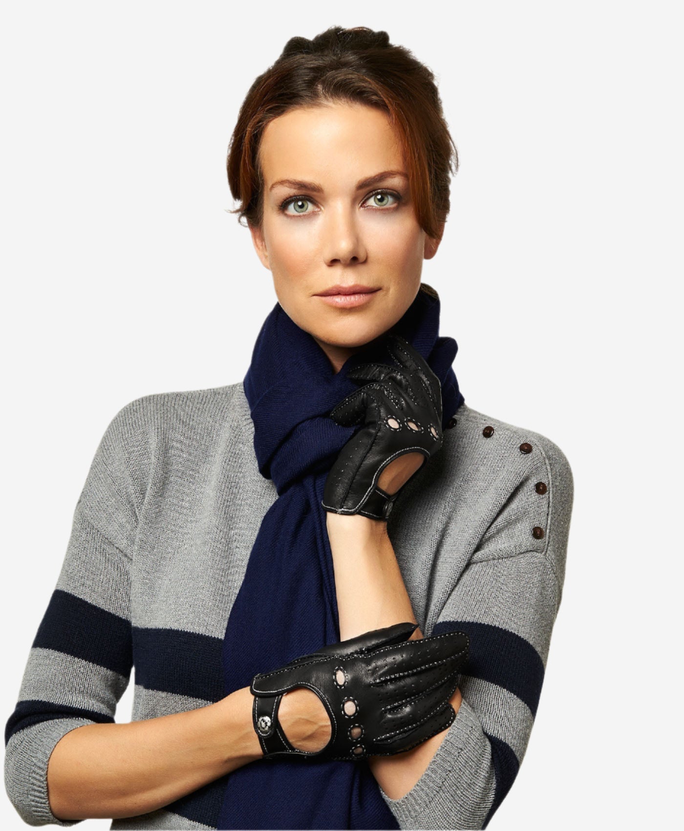 CD4266 (black) - Women’s Italian leather driving gloves with contrast stitching — photo 2 of 9