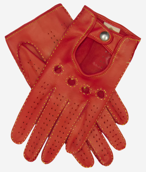 CD4266 (red) - Women’s Italian leather driving gloves with contrast stitching — photo 1 of 10