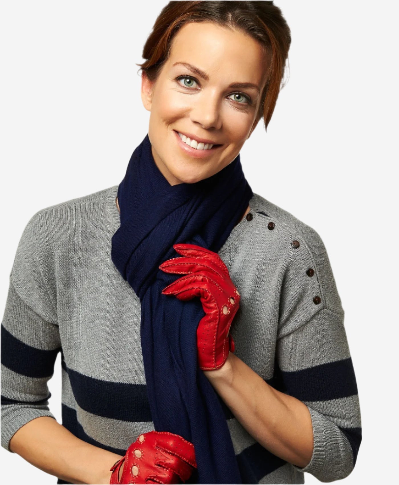 CD4266 (red) - Women’s Italian leather driving gloves with contrast stitching — photo 2 of 10
