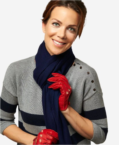 CD4266 (red) - Women’s Italian leather driving gloves with contrast stitching — photo 2 of 10